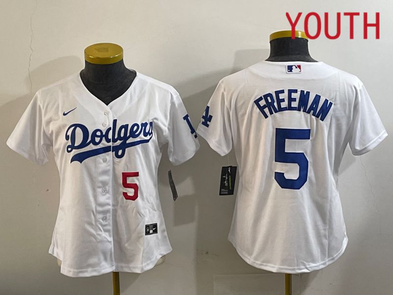 Youth Los Angeles Dodgers #5 Freeman White Game 2024 Nike MLB Jersey style 11202->youth mlb jersey->Youth Jersey